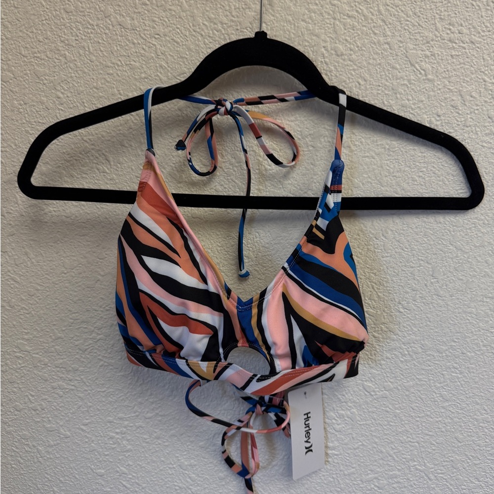 Hurley Striped Bikini Top AND Bottoms with Multicolor Accents